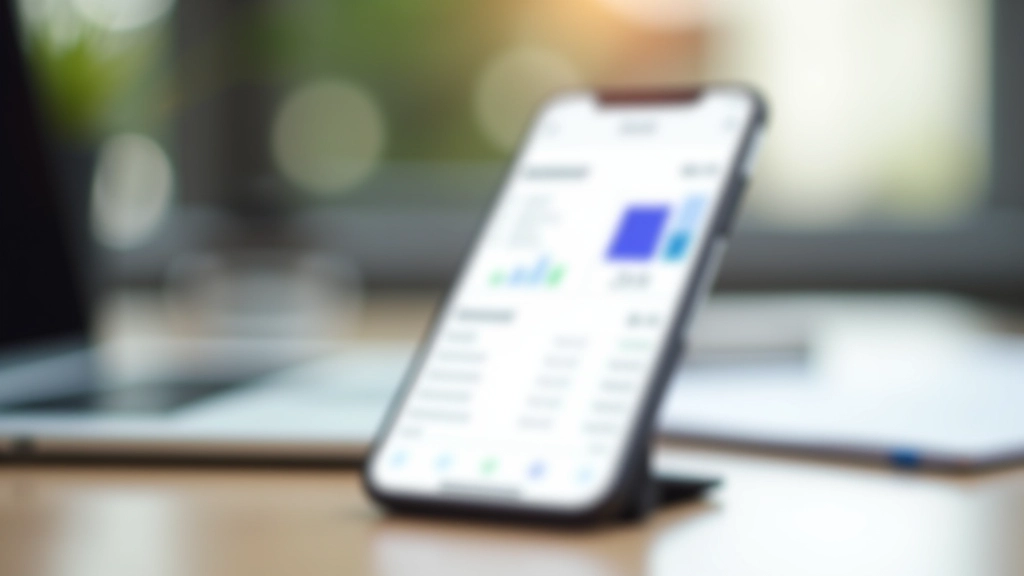 Smartphone affichant une application budgétaire avec graphiques de dépenses colorés